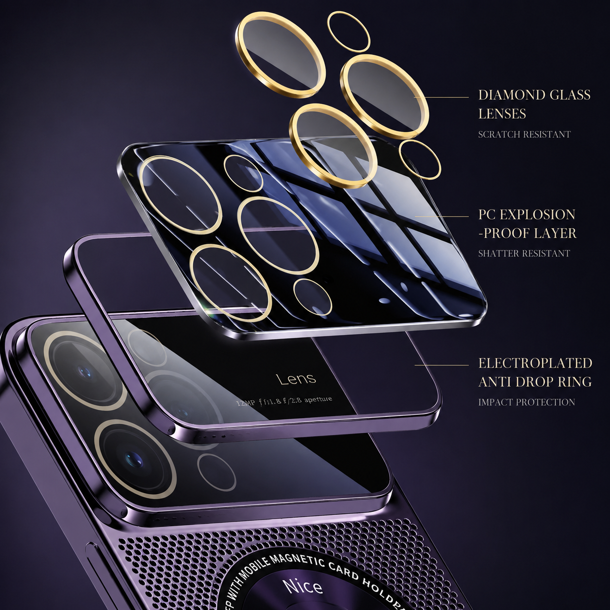 Premium iPhone Case MagSafe Compatible Magnetic Protective Cover Cooling Mesh Back Shockproof Camera Lens Protection Slim Full Coverage