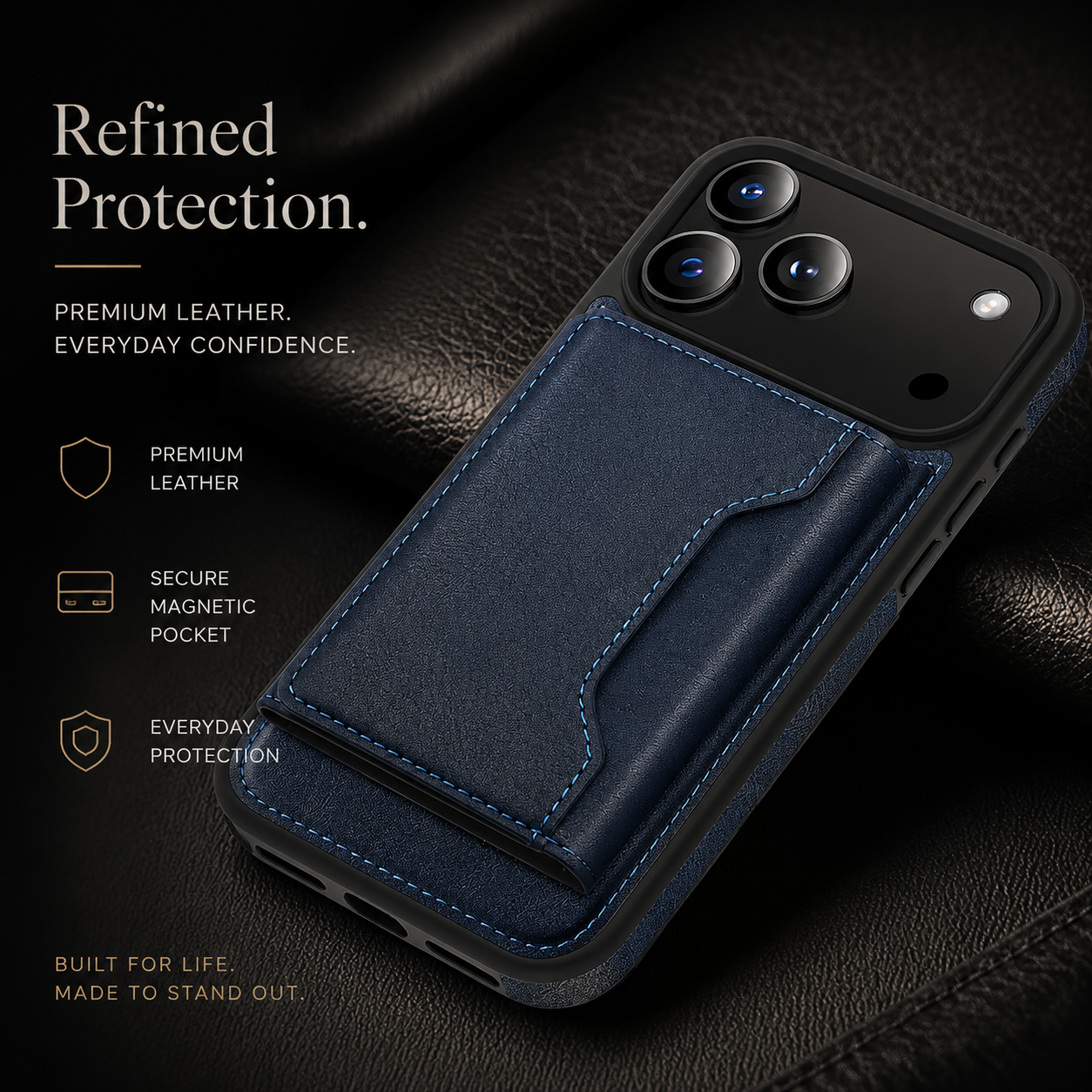 Premium iPhone Case MagSafe Compatible PU Leather Wallet Cover Card Holder Magnetic Shockproof Protective Anti Scratch Non Slip Full Coverage Design