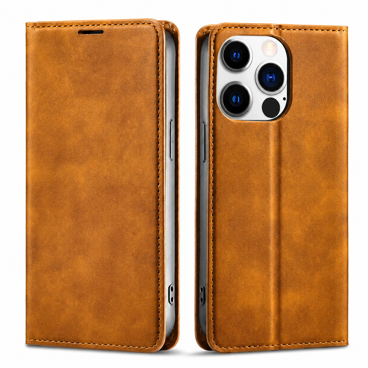 Premium iPhone Case MagSafe Compatible Wallet Flip Cover Card Holder Magnetic Closure Shockproof Camera Lens Protection Suede Leather Slim Full Coverage Cover