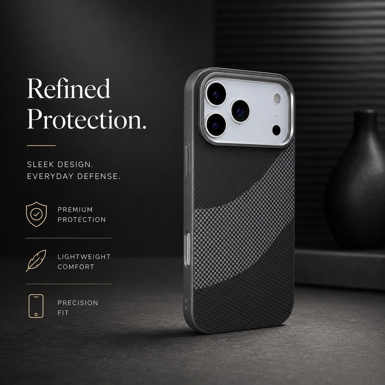 Premium iPhone Case MagSafe Compatible Carbon Fiber Armor Cover Alloy Camera Guard Shockproof Full Coverage Non Slip PC Anti Scratch Design
