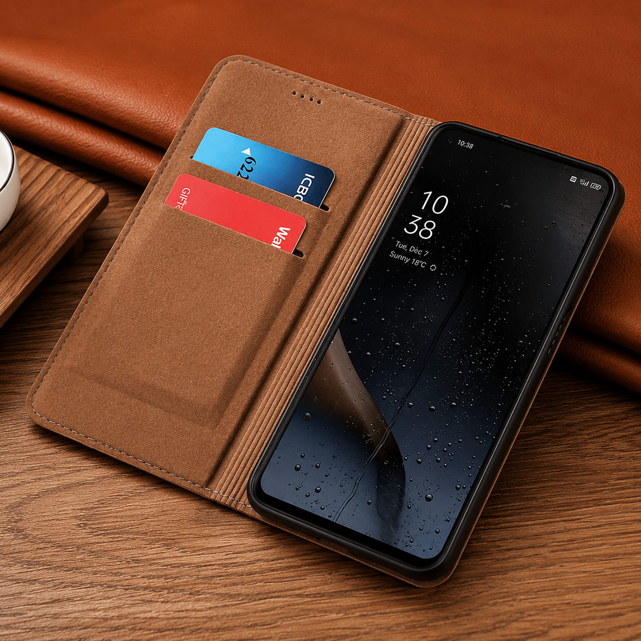 Premium iPhone Wallet Case Genuine Nappa Leather Flip Cover Card Holder Magnetic Closure Shockproof Full Body Slim Business Design Protective Case