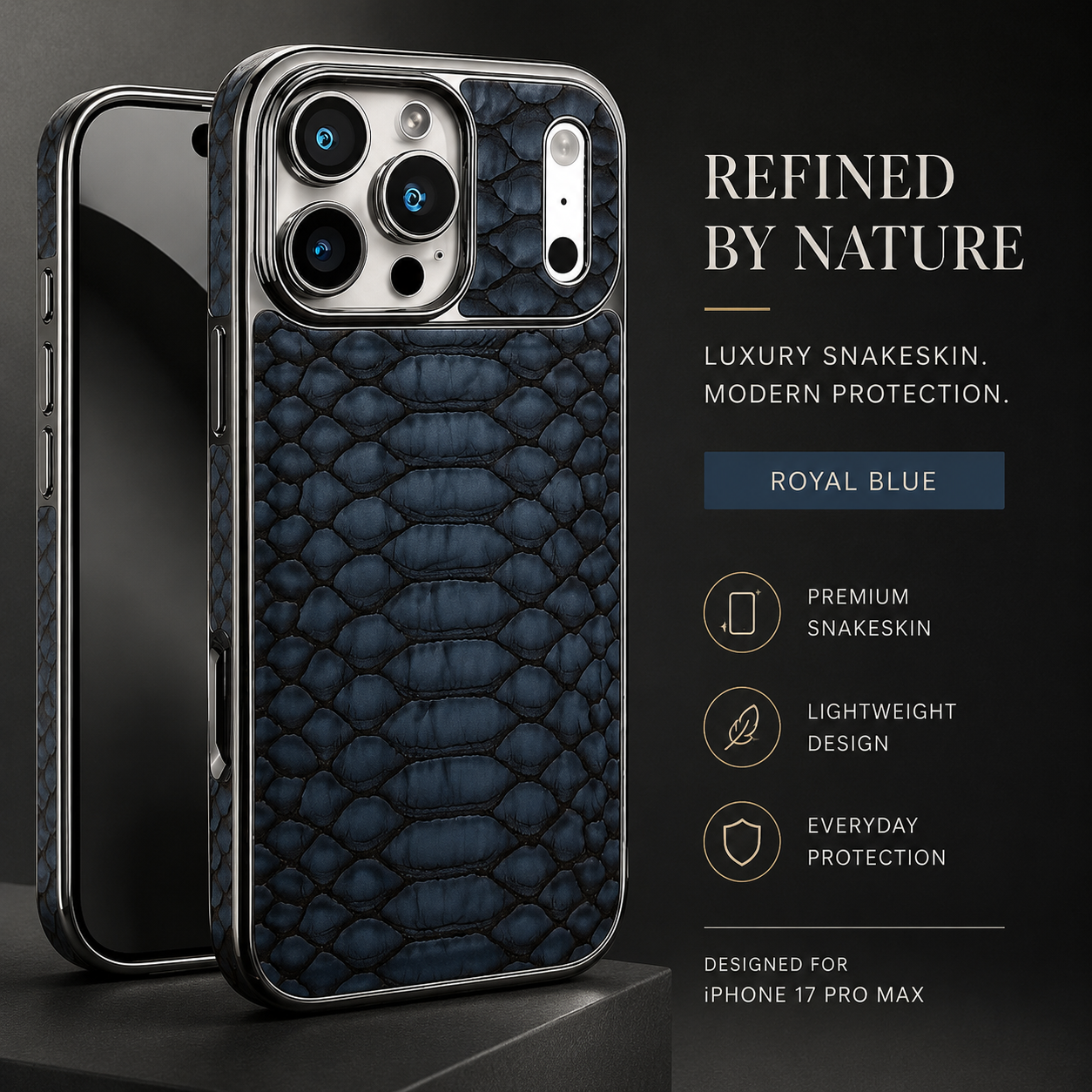 Premium iPhone Case Leather Snake Pattern Cover Soft Flannel Lining Anti Scratch Non Slip Slim Lightweight Protective Fashion Design Half Wrapped