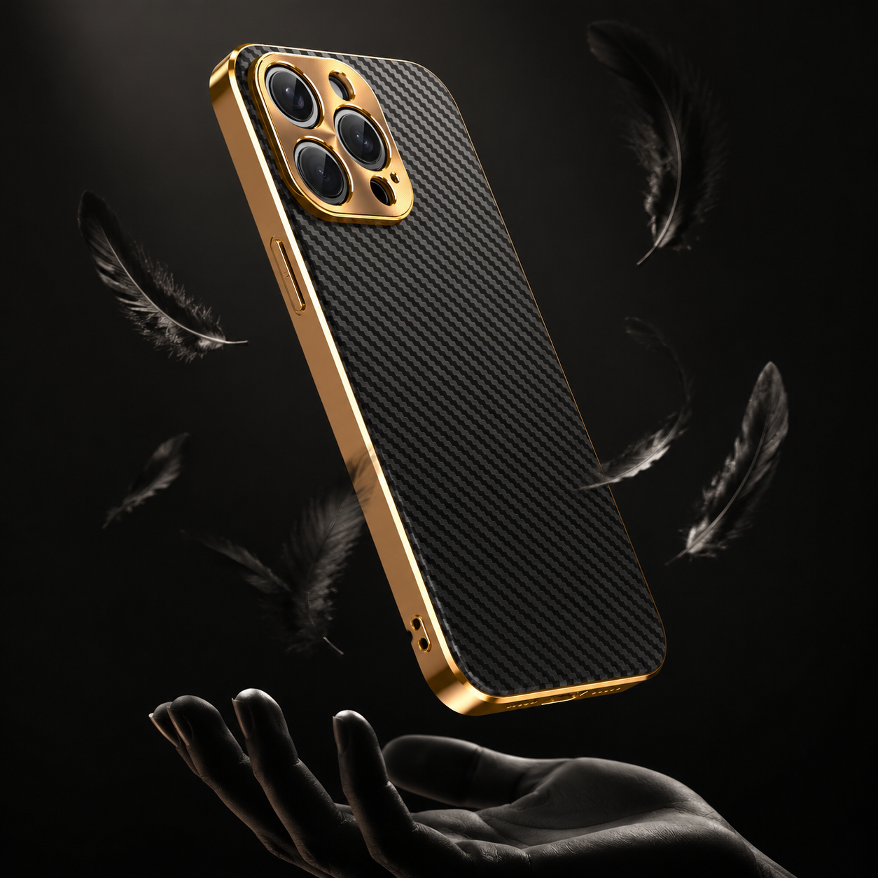 Premium iPhone Case Carbon Fiber Textured Leather Protective Cover Metal Camera Lens Guard Shockproof Slim Fit Durable Armor Design Full Coverage Case