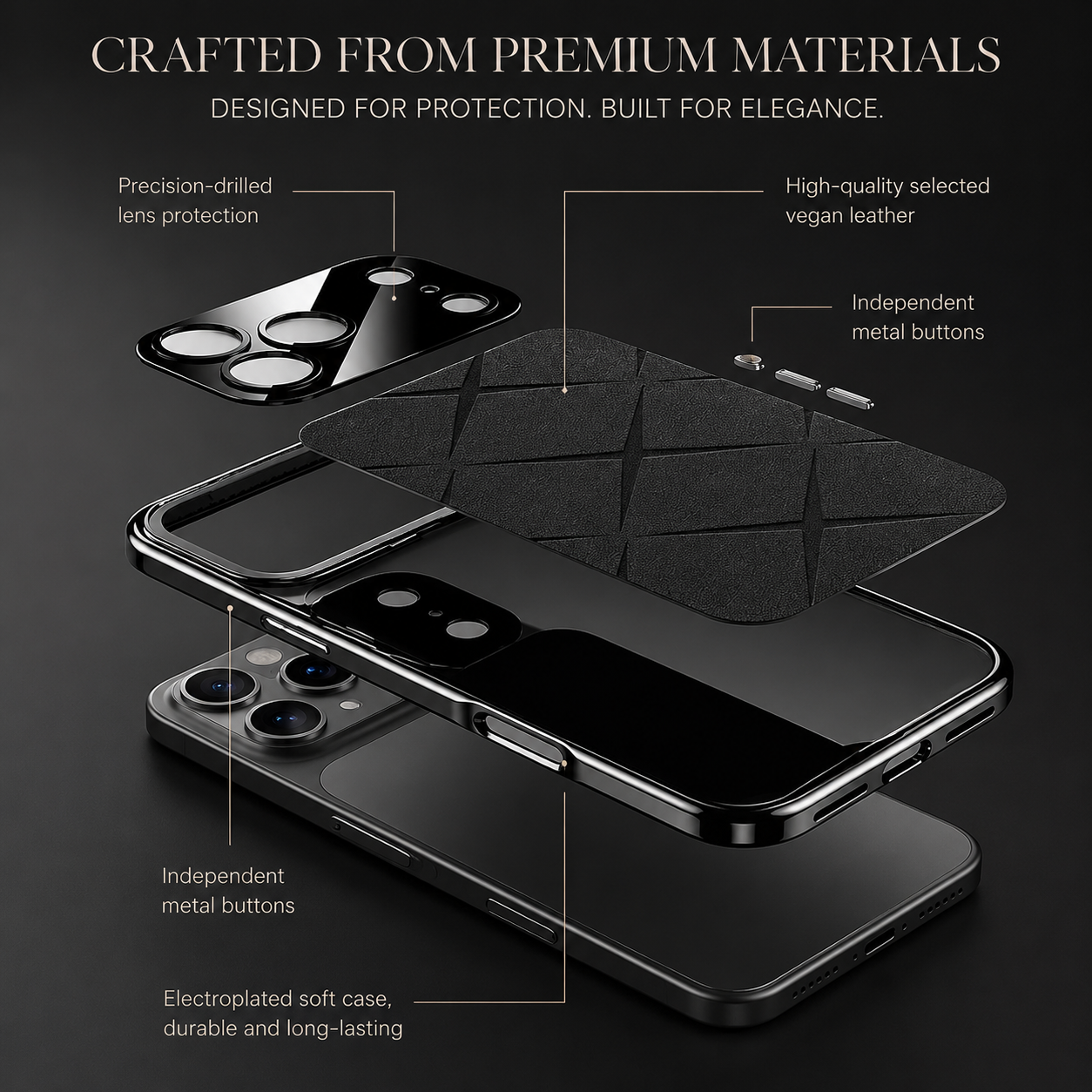 Premium iPhone Case MagSafe Compatible Leather Protective Cover Shockproof Bumper Camera Lens Protection Anti Scratch Tough Slim Full Coverage