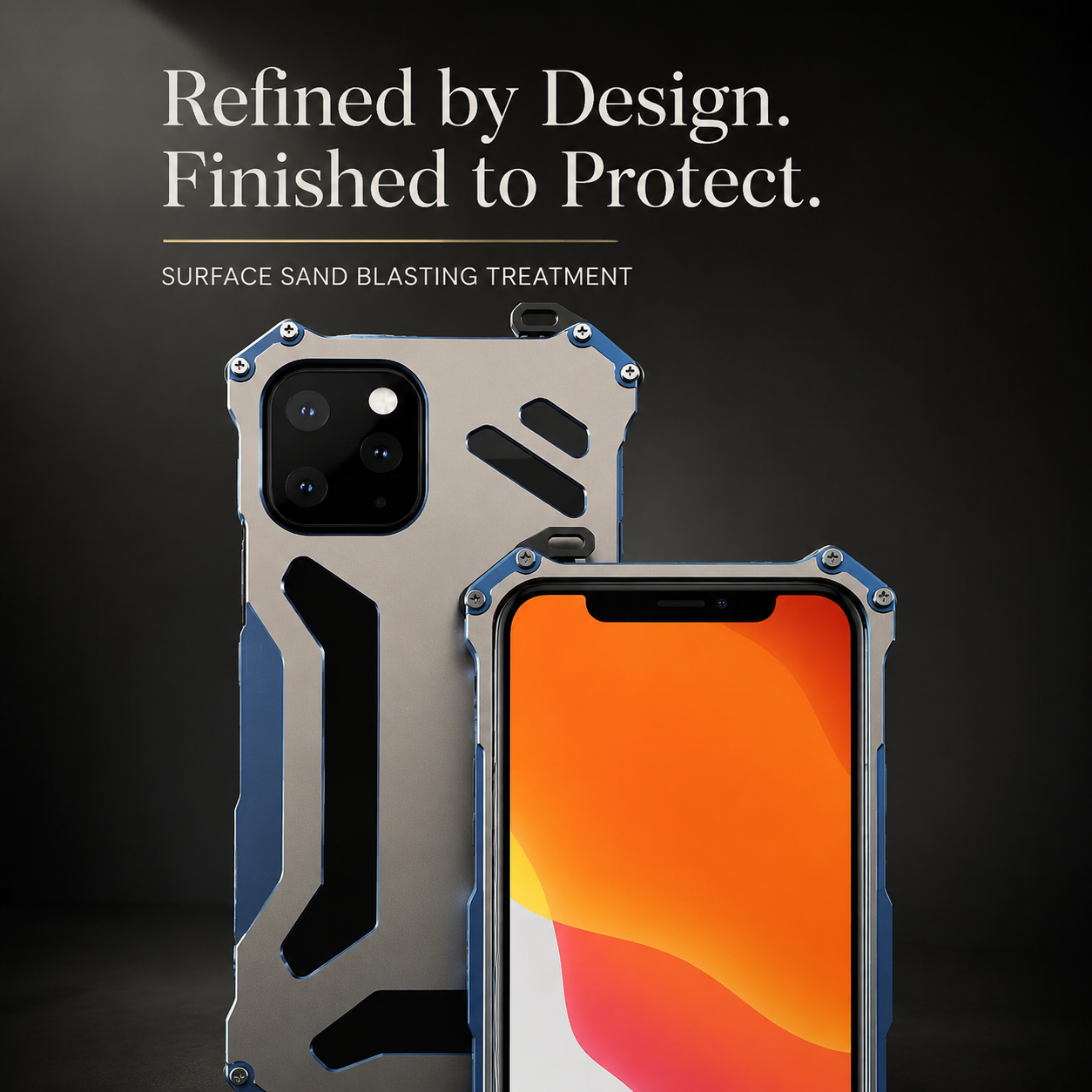 Premium iPhone Case Slim Aluminum Metal Shockproof Cover Hard Back Anti Fingerprint Non Slip Heavy Duty Full Coverage Scratch Resistant Protective Design