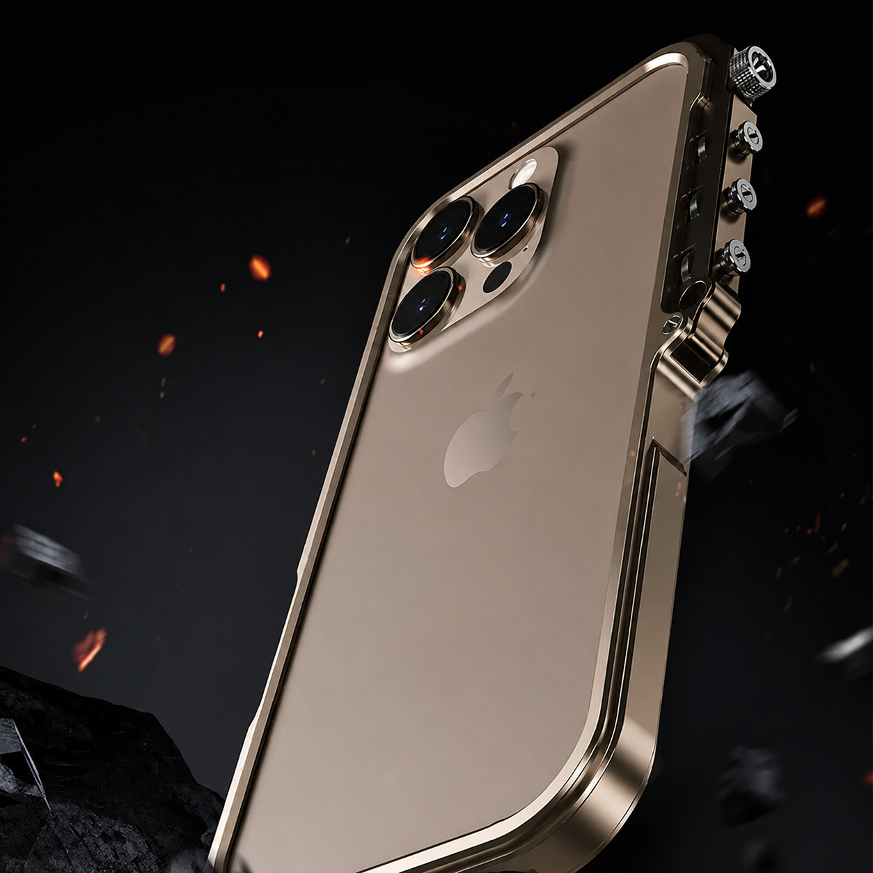 Premium iPhone Case Magnetic Aluminum Alloy Cyberpunk Bumper Heat Dissipation Shockproof Non Slip Lightweight Full Coverage Protective Design