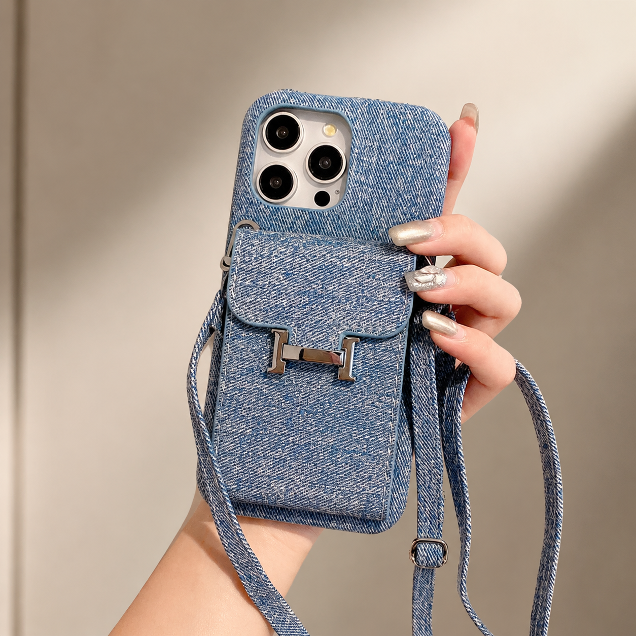 Premium iPhone Case Wallet Crossbody Flip Cover RFID Blocking Card Holder PU Leather Magnetic Closure Shockproof Full Coverage Strap Design Protective Case
