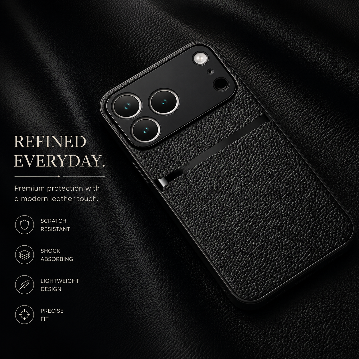 Premium iPhone Case Leather Pattern Silicone Back Cover Shockproof Protective Armor Full Coverage Slim Anti Slip Durable Design Protective Phone Case