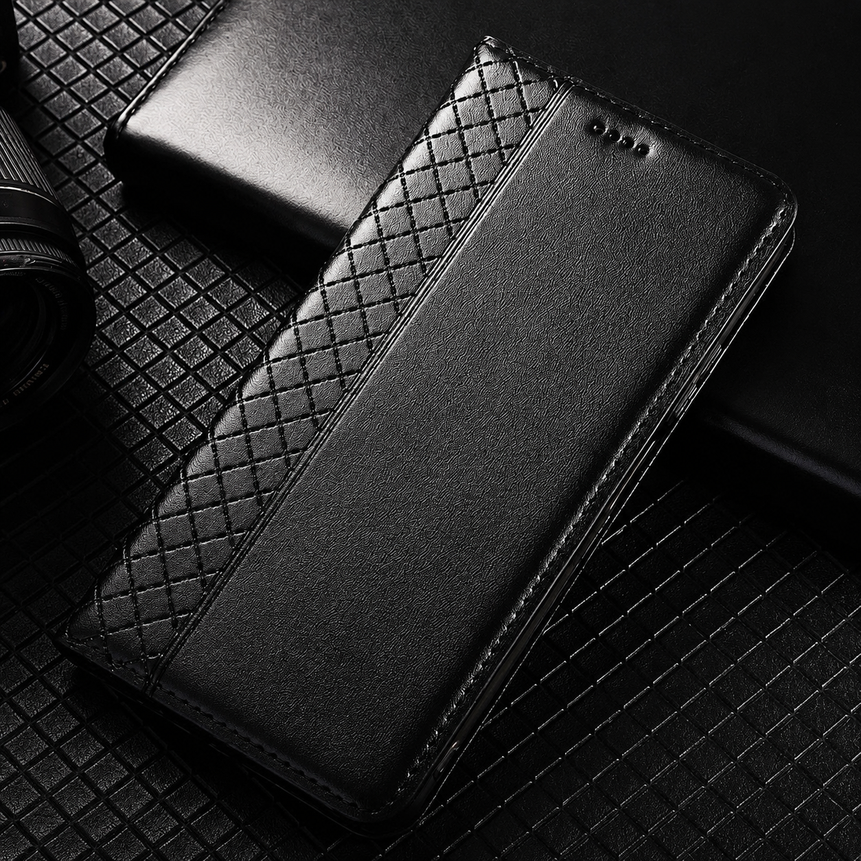 Premium iPhone Wallet Case Genuine Nappa Leather Flip Cover Card Holder Magnetic Closure Shockproof Full Body Slim Business Design Protective Case