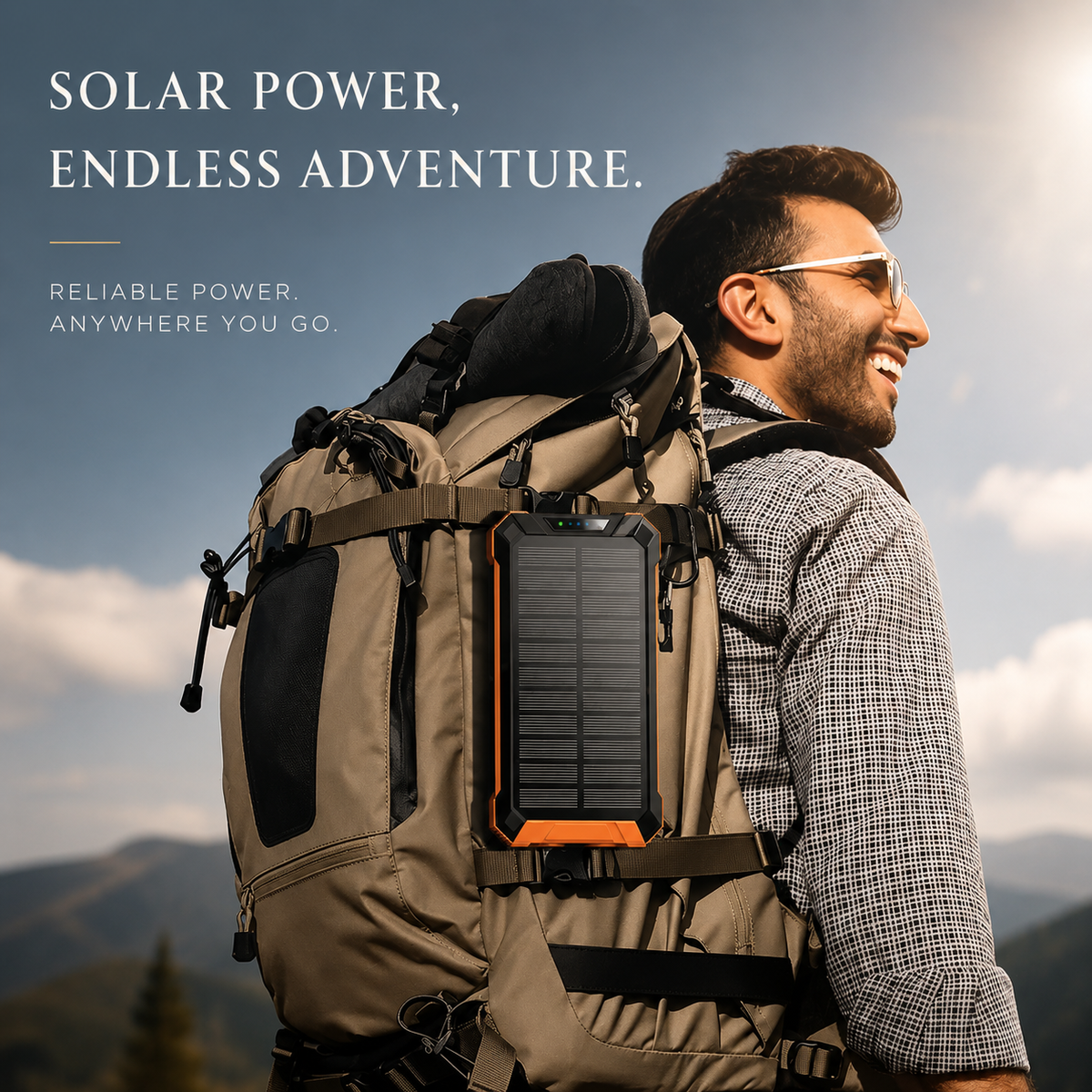 Premium 20000mAh Solar Power Bank Fast Charging Portable Battery Pack LED Flashlight Outdoor Travel Charger USB Device Charging Everyday Use Mode
