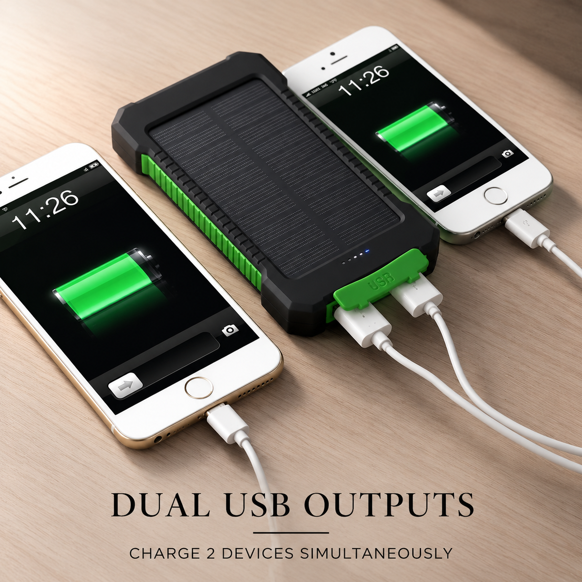 Premium 20000mAh Solar Power Bank Fast Charging Portable Battery Pack LED Flashlight Outdoor Travel Charger USB Device Charging Everyday Use Mode