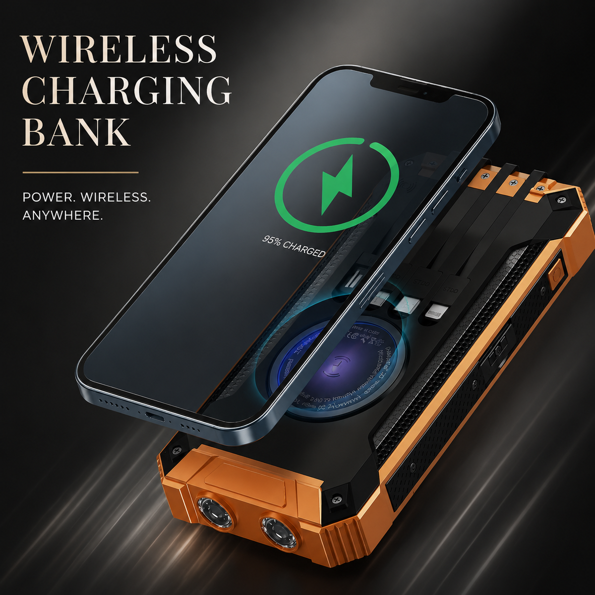 Premium 20000mAh Solar Power Bank Fast Charging Portable Battery Pack LED Flashlight Outdoor Travel Charger USB Device Charging Everyday Use Mode