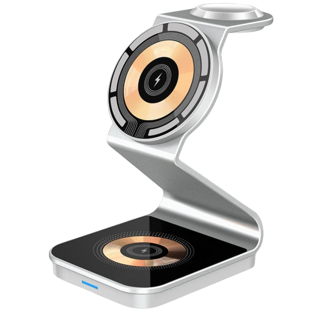 Premium 3 In 1 Wireless Charger Foldable Aluminum Charging Station MagSafe Compatible 15W Fast Magnetic Charging Dock
