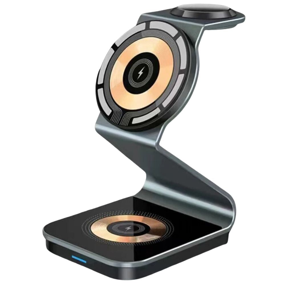 Premium 3 In 1 Wireless Charger Foldable Aluminum Charging Station MagSafe Compatible 15W Fast Magnetic Charging Dock