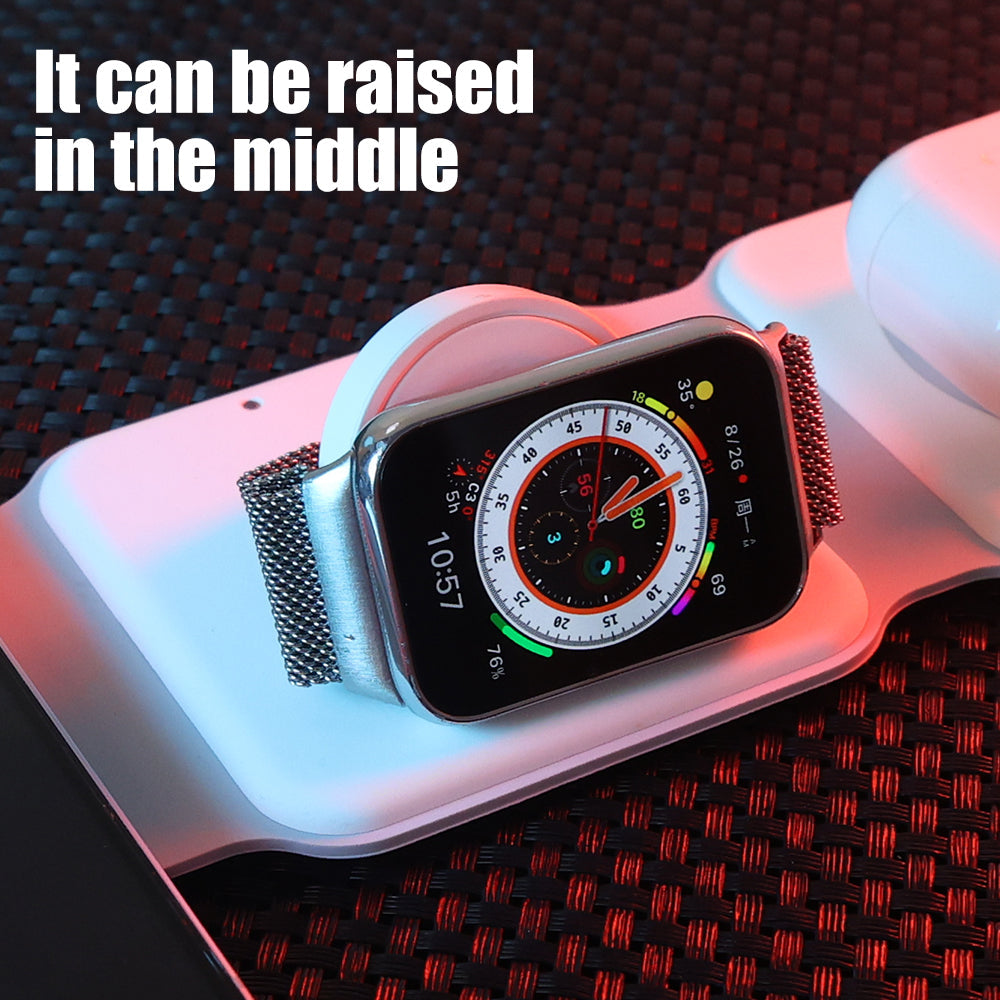 Premium 3 In 1 Wireless Charger Foldable MagSafe Compatible 15W Fast Charging Station Magnetic Portable Dock for Smartphone Watch and Earbuds