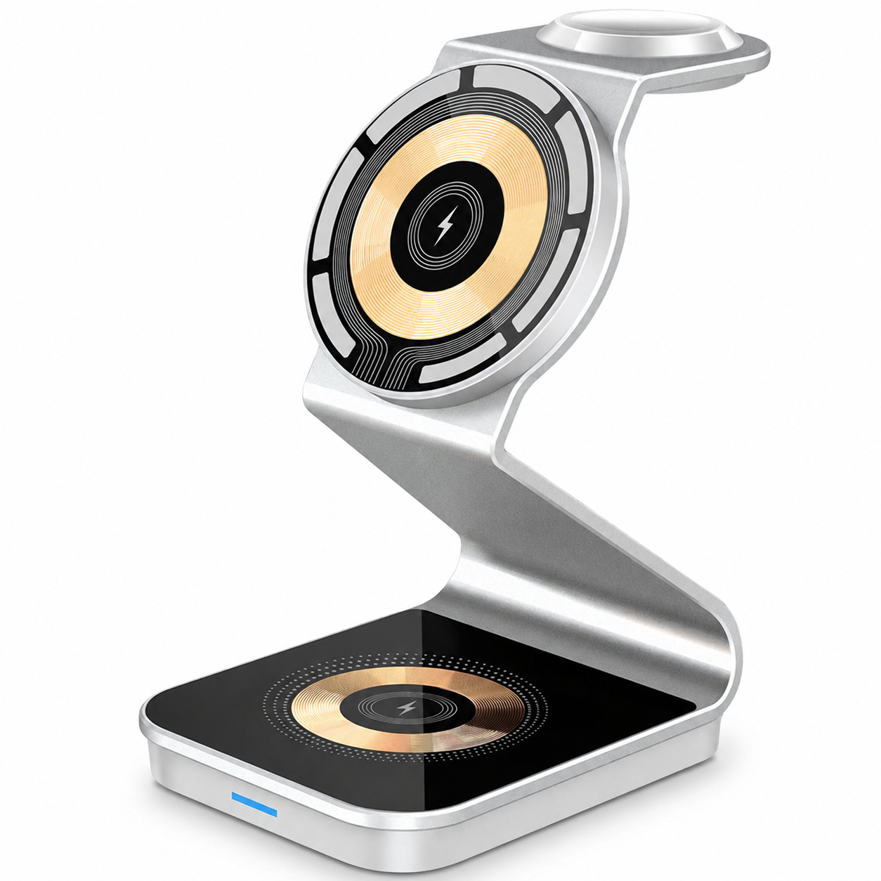Premium 3-in-1 Wireless Charger Foldable Aluminum Charging Station MagSafe Compatible 15W Fast Magnetic Charging Dock Portable Desktop Stand Hub
