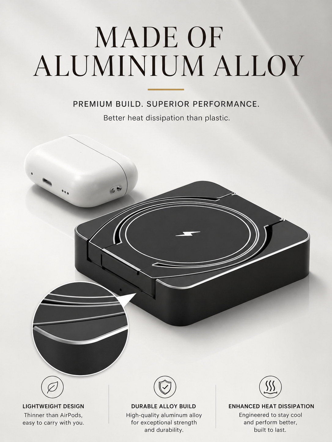 Premium 3-in-1 Wireless Charger Foldable MagSafe Compatible 15W Fast Charging Station Magnetic Portable Dock for Smartphone Watch Earbuds USB-C Holder