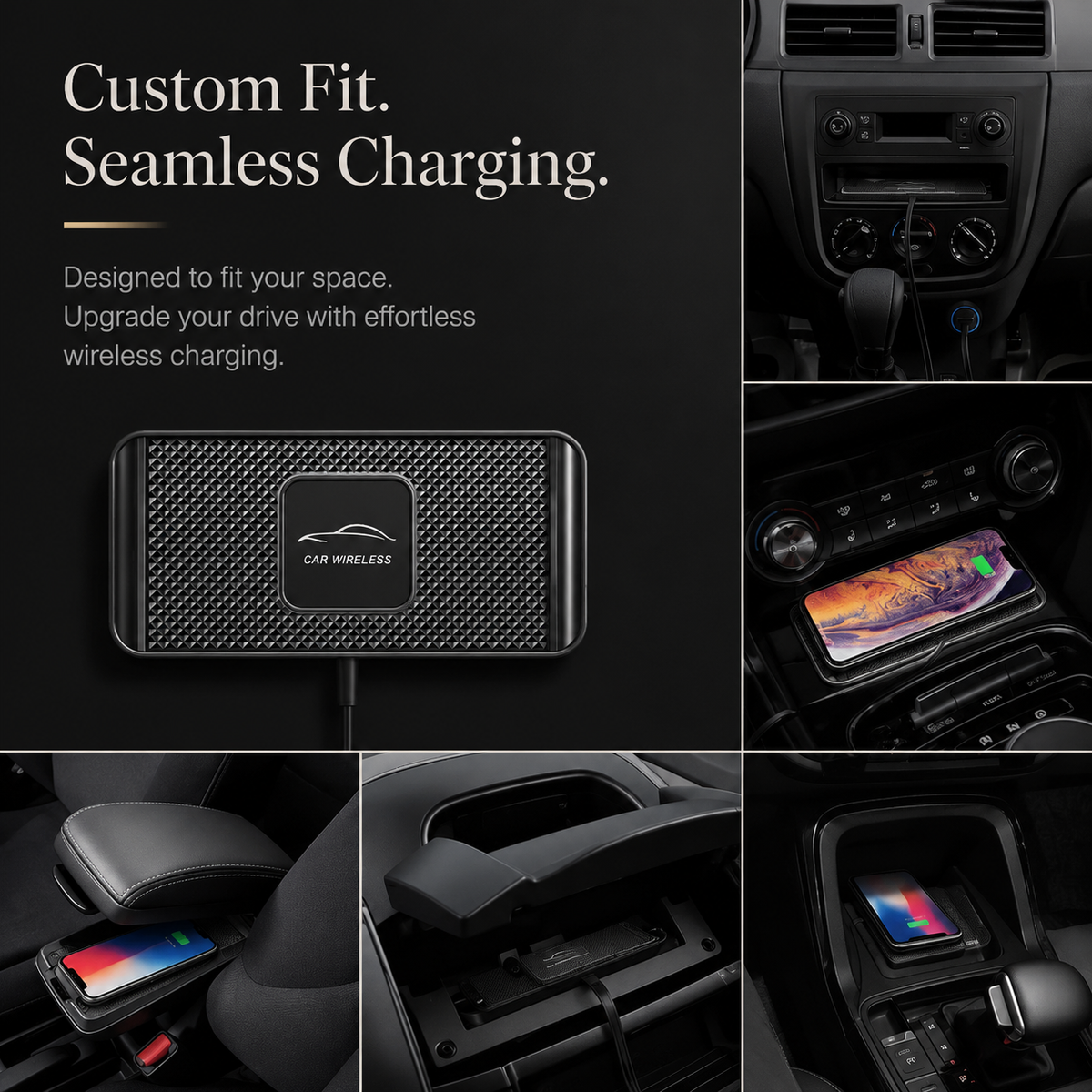 Premium 30W Wireless Car Charger Fast Charging Dashboard Pad Anti-Slip Silicone Smartphone Dock Stable In-Car Wireless Charging Support Daily Travel