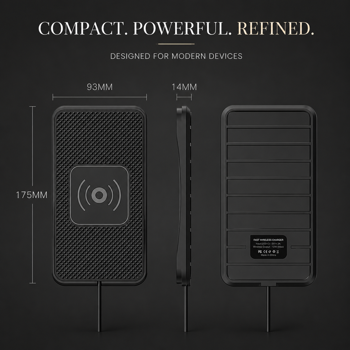 Premium 30W Wireless Car Charger Fast Charging Dashboard Pad Anti-Slip Silicone Smartphone Dock Stable In-Car Wireless Charging Support Daily Travel
