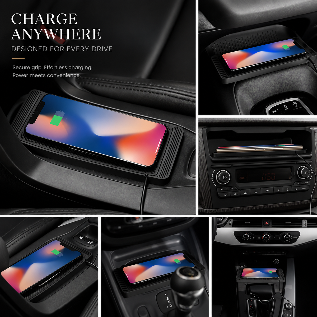 Premium 30W Wireless Car Charger Fast Charging Dashboard Pad Anti-Slip Silicone Smartphone Dock Stable In-Car Wireless Charging Support Daily Travel