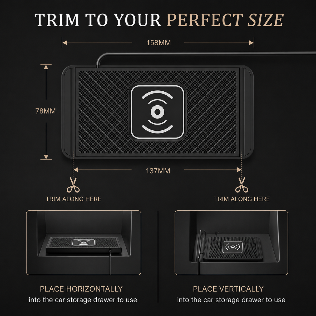 Premium 30W Wireless Car Charger Fast Charging Dashboard Pad Anti-Slip Silicone Smartphone Dock Stable In-Car Wireless Charging Support Daily Travel