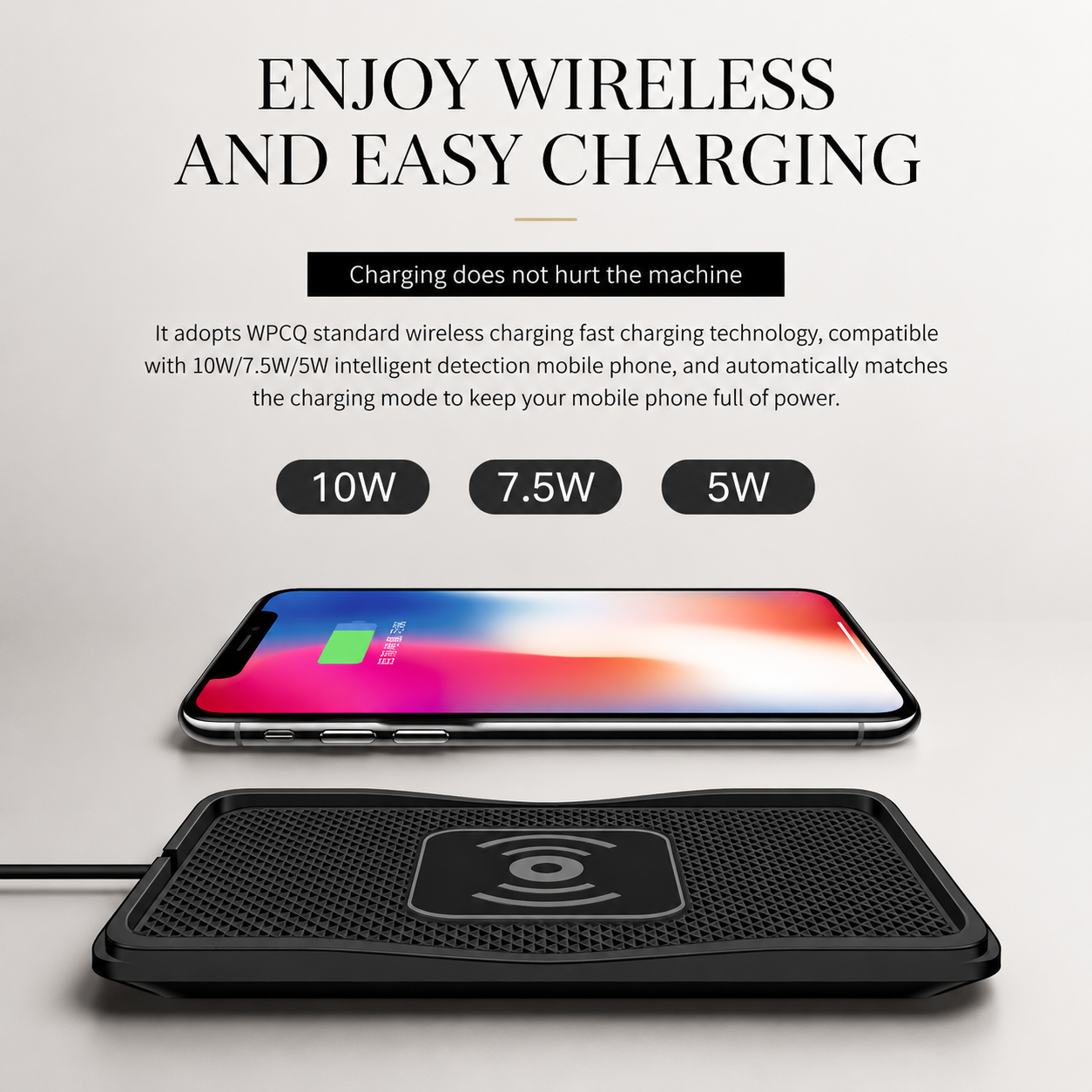 Premium 30W Wireless Car Charger Fast Charging Dashboard Pad Anti-Slip Silicone Smartphone Dock Stable In-Car Wireless Charging Support Daily Travel