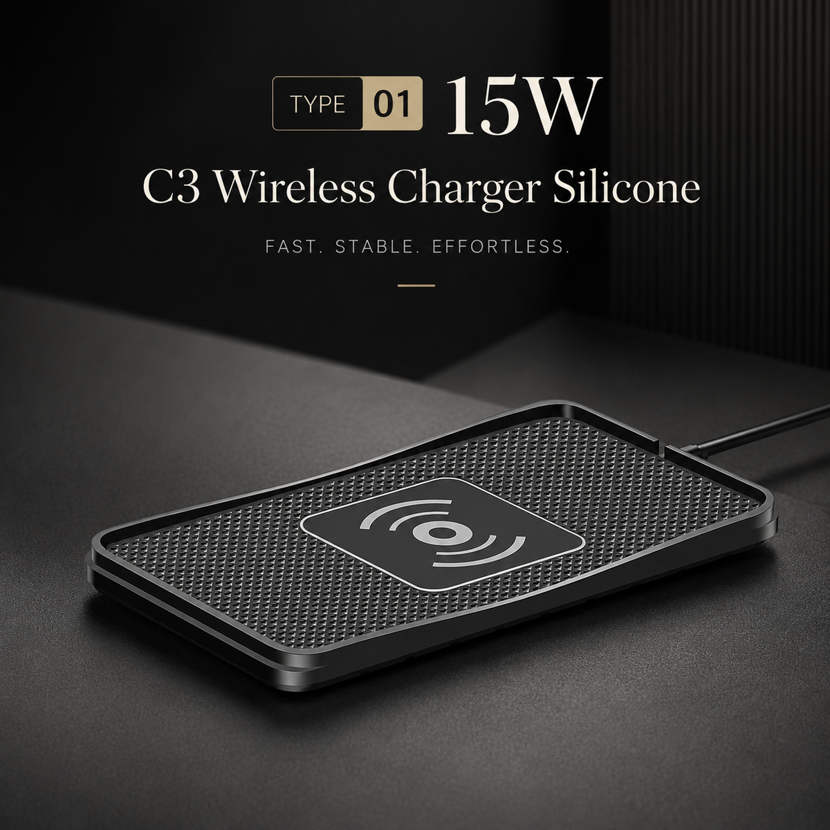 Premium 30W Wireless Car Charger Fast Charging Dashboard Pad Anti-Slip Silicone Smartphone Dock Stable In-Car Wireless Charging Support Daily Travel