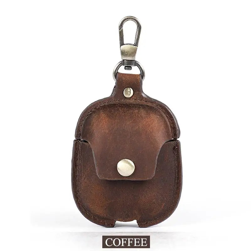 Premium AirPods Case Genuine Leather Protective Cover Shockproof Slim Design Keychain Clip Wireless Charging Compatible