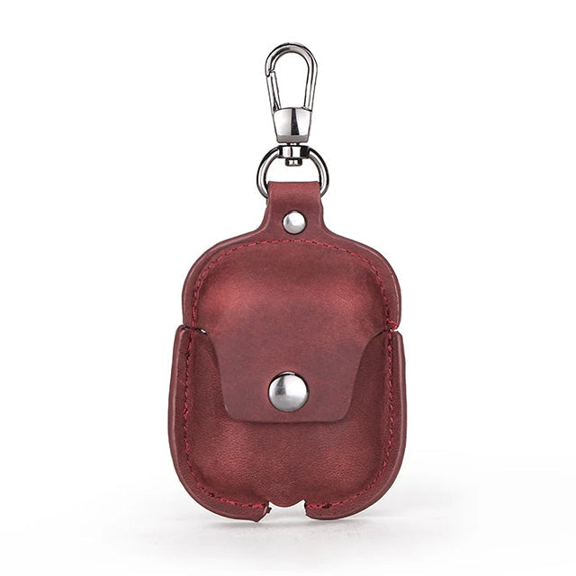 Premium AirPods Case Genuine Leather Protective Cover Shockproof Slim Design Keychain Clip Wireless Charging Compatible