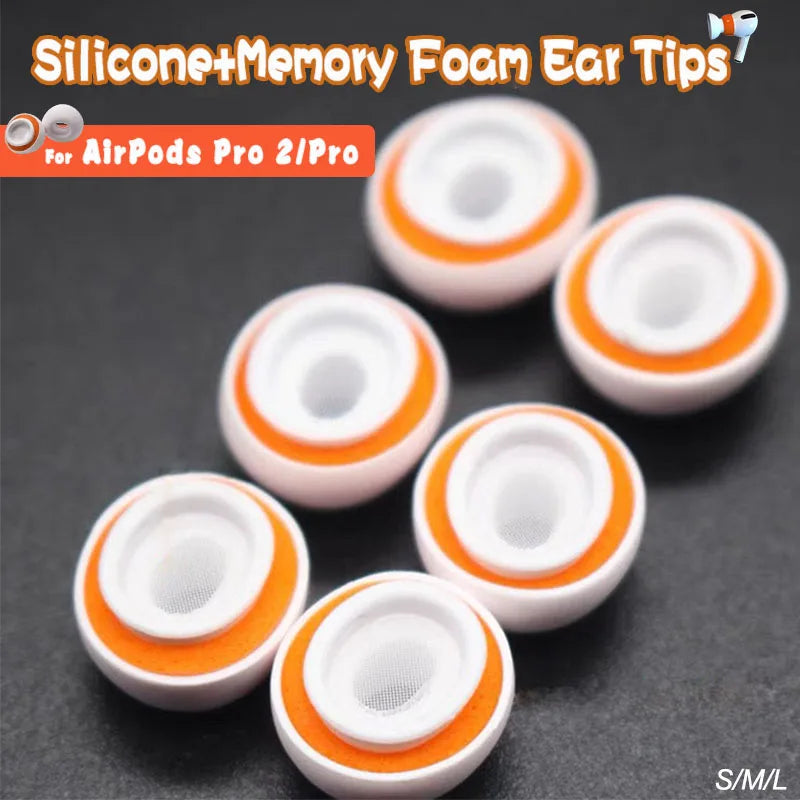 Premium AirPods Ear Tips Memory Foam Silicone Replacement Earbud Tips Noise Isolation Comfortable Multi Size Fit