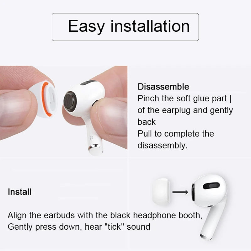 Premium AirPods Ear Tips Memory Foam Silicone Replacement Earbud Tips Noise Isolation Comfortable Multi Size Fit