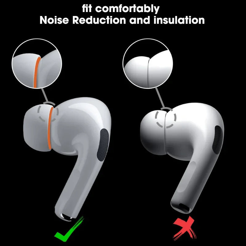 Premium AirPods Ear Tips Memory Foam Silicone Replacement Earbud Tips Noise Isolation Comfortable Multi Size Fit