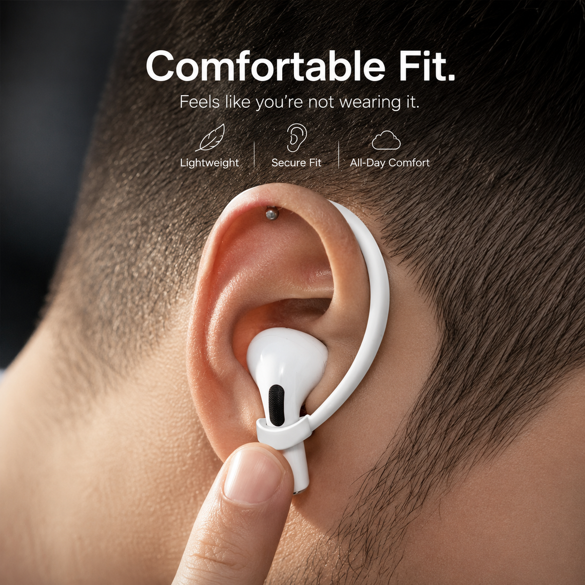 Premium AirPods Silicone Ear Hooks Anti-Slip Sports Earbud Grips Secure Fit Wireless Earphone Support Covers Lightweight Accessories Holder Travel Kit