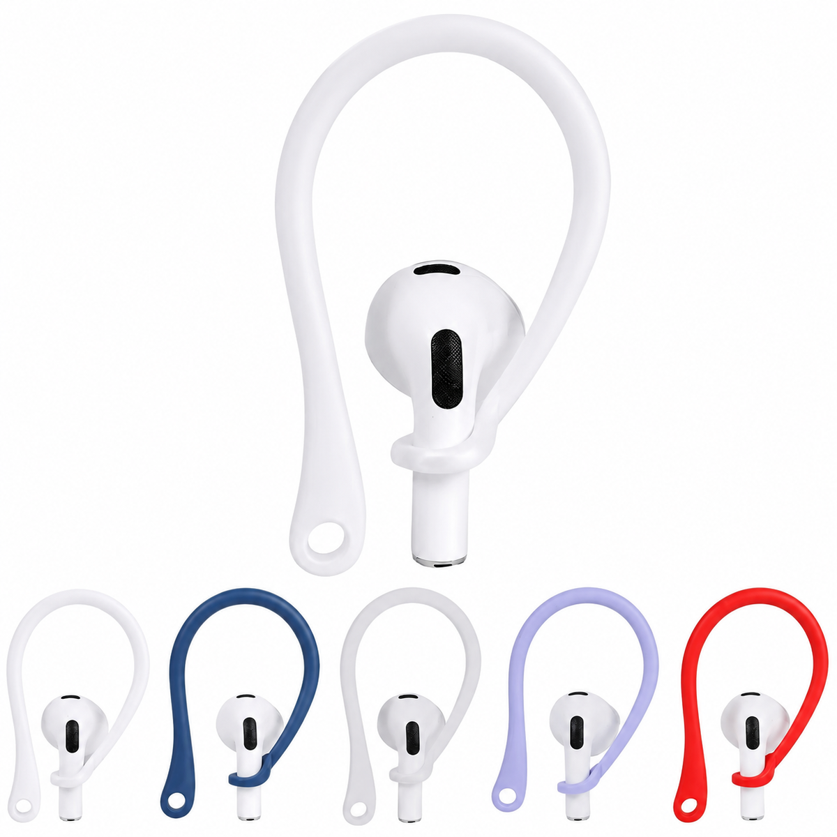 Premium AirPods Silicone Ear Hooks Anti-Slip Sports Earbud Grips Secure Fit Wireless Earphone Support Covers Lightweight Accessories Holder Travel Kit