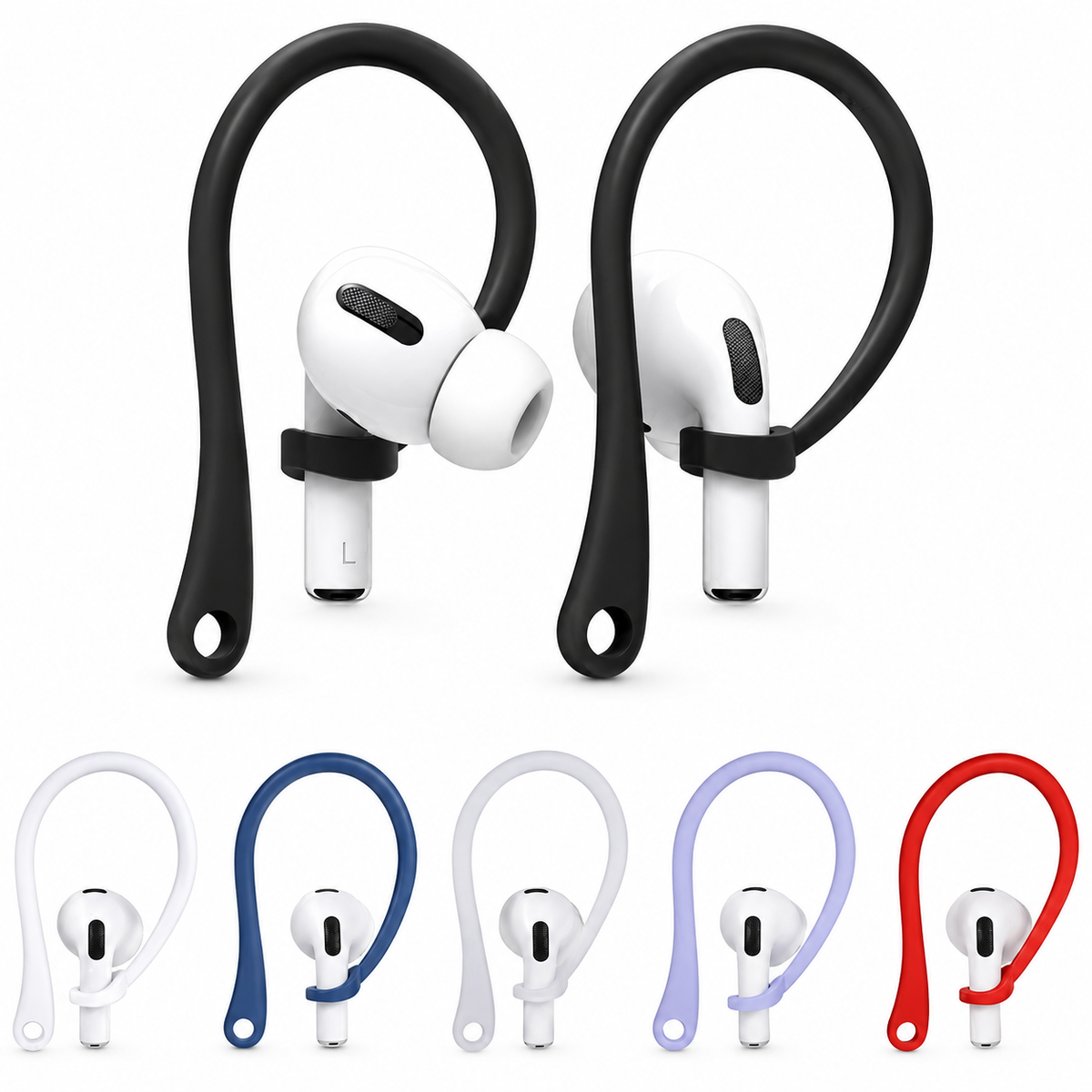 Premium AirPods Silicone Ear Hooks Anti-Slip Sports Earbud Grips Secure Fit Wireless Earphone Support Covers Lightweight Accessories Holder Travel Kit
