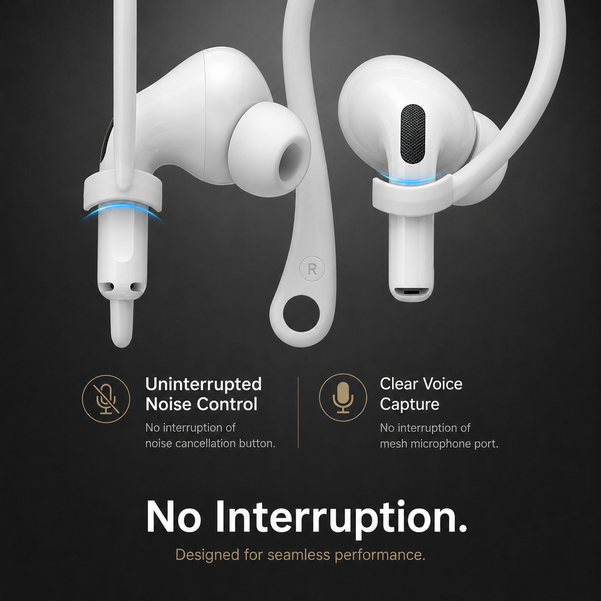 Premium AirPods Silicone Ear Hooks Anti-Slip Sports Earbud Grips Secure Fit Wireless Earphone Support Covers Lightweight Accessories Holder Travel Kit