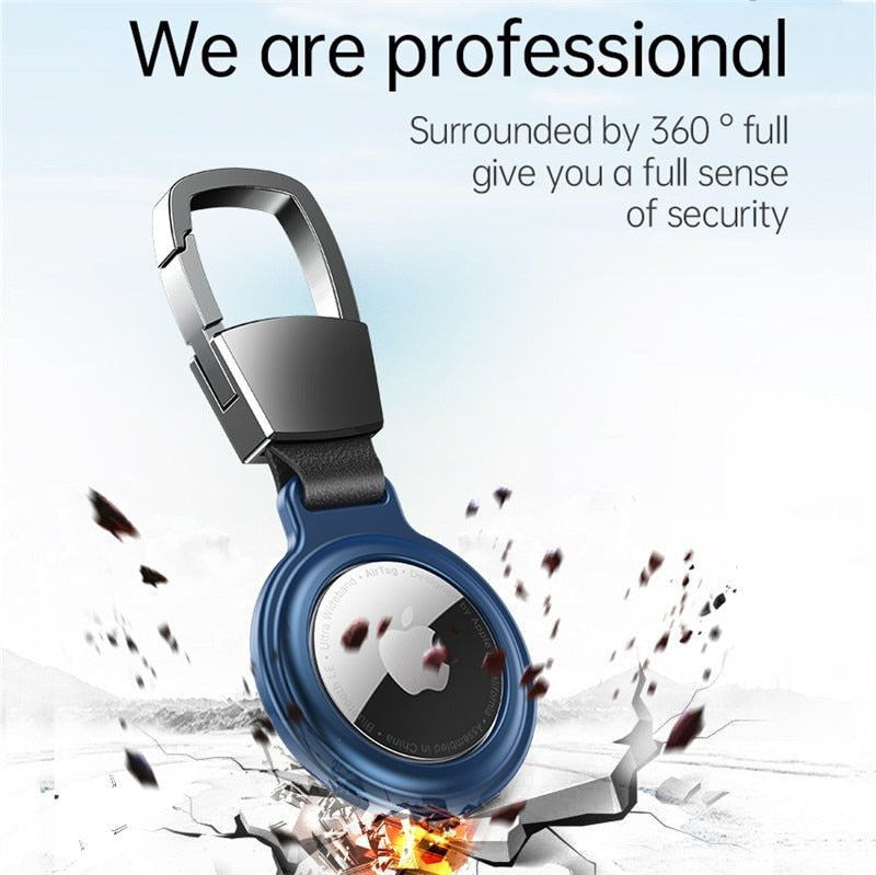 Premium AirTag Case Metal Protective Cover Shockproof Keychain Clip Scratch Resistant Secure Holder
