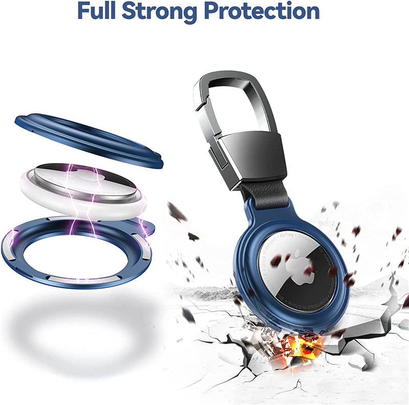 Premium AirTag Case Metal Protective Cover Shockproof Keychain Clip Scratch Resistant Secure Holder