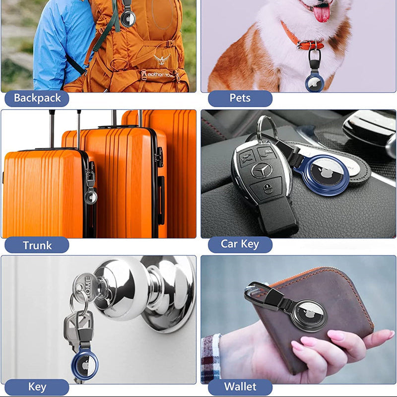 Premium AirTag Case Metal Protective Cover Shockproof Keychain Clip Scratch Resistant Secure Holder