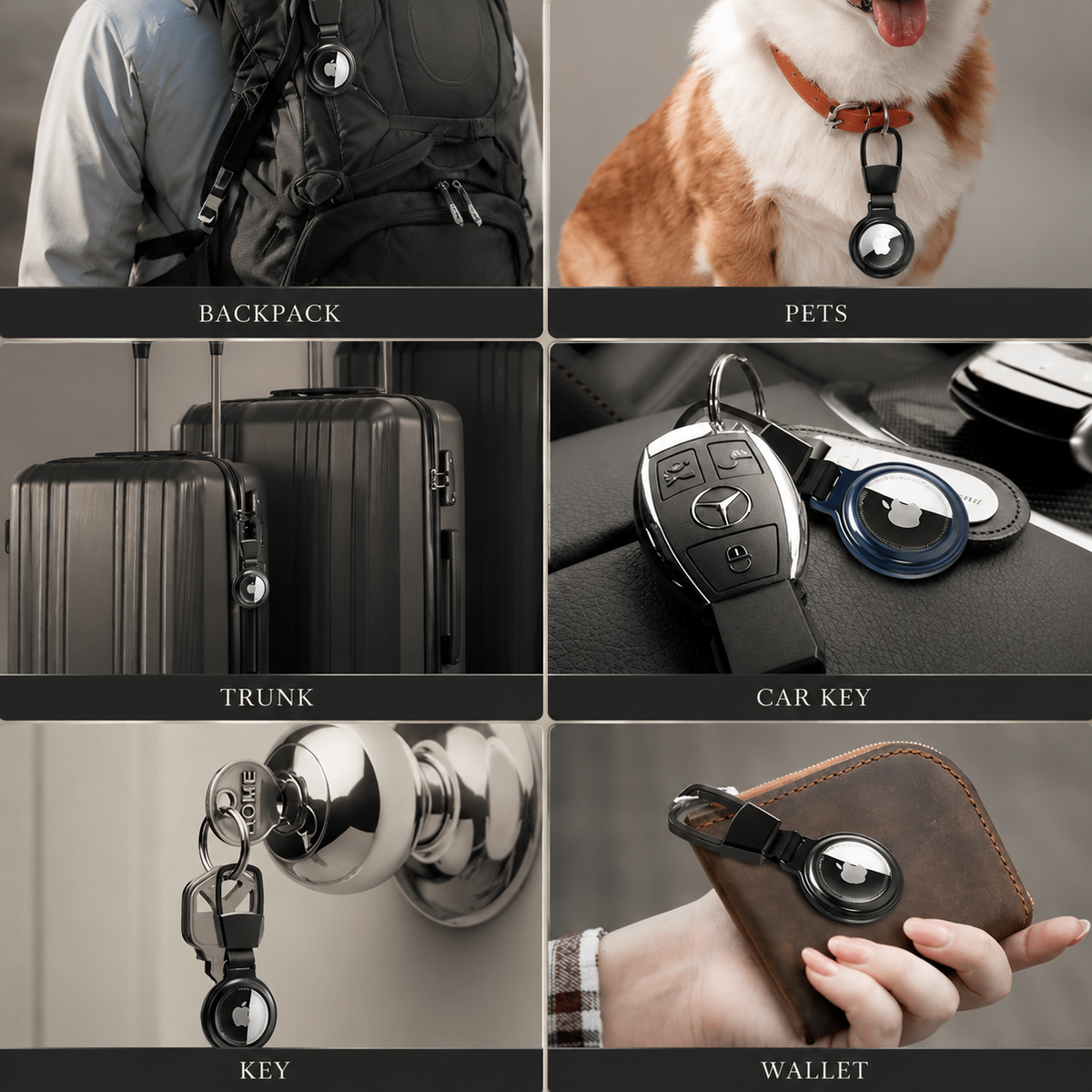 Premium AirTag Case Metal Protective Cover Shockproof Keychain Holder Scratch Resistant Secure Clip Compact Portable Tracking Device Accessory Kit