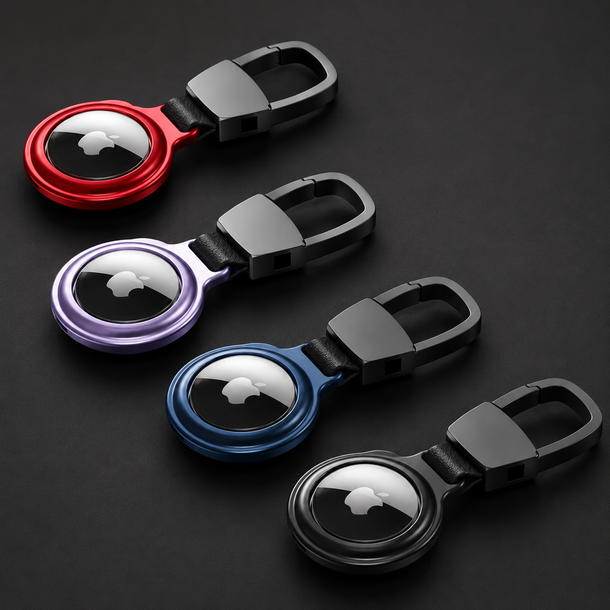 Premium AirTag Case Metal Protective Cover Shockproof Keychain Holder Scratch Resistant Secure Clip Compact Portable Tracking Device Accessory Kit