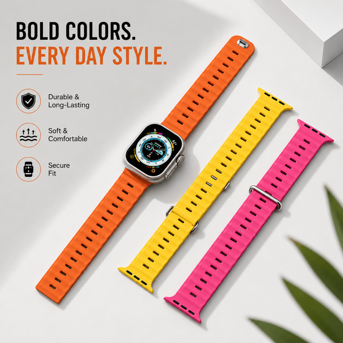 Premium Apple Watch Band Ocean Silicone Sport Strap Adjustable Soft Wristband Secure Fit Lightweight Durable Breathable Everyday Comfort All Day Wear