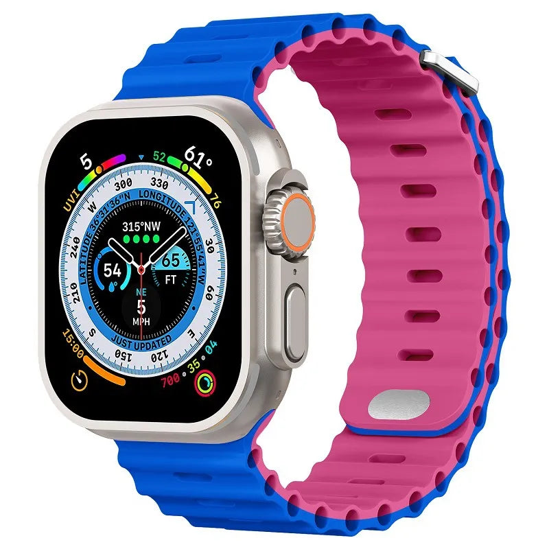 Premium Apple Watch Band Ocean Silicone Sport Strap Adjustable Soft Wristband Secure Fit Lightweight Durable Everyday Wear