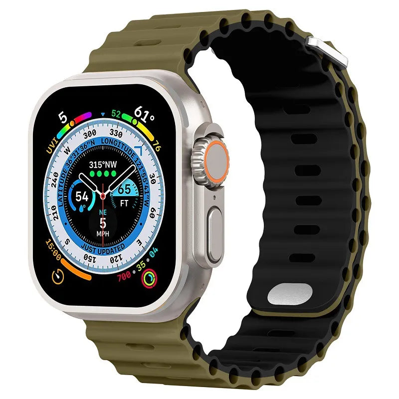 Premium Apple Watch Band Ocean Silicone Sport Strap Adjustable Soft Wristband Secure Fit Lightweight Durable Everyday Wear