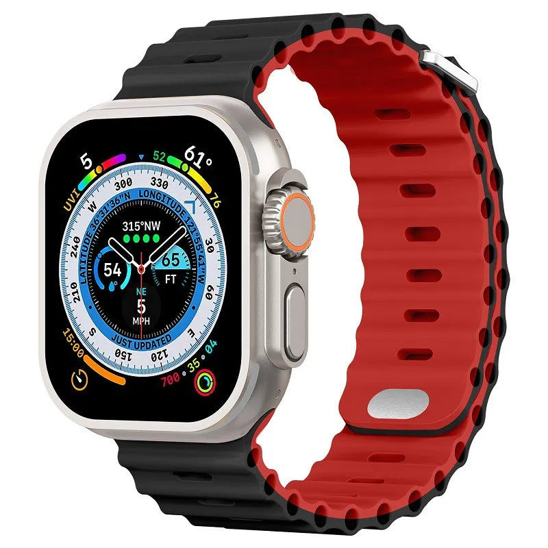 Premium Apple Watch Band Ocean Silicone Sport Strap Adjustable Soft Wristband Secure Fit Lightweight Durable Everyday Wear