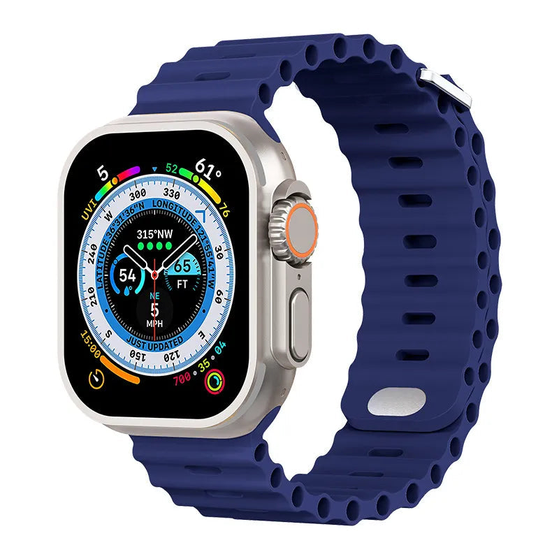 Premium Apple Watch Band Ocean Silicone Sport Strap Adjustable Soft Wristband Secure Fit Lightweight Durable Everyday Wear