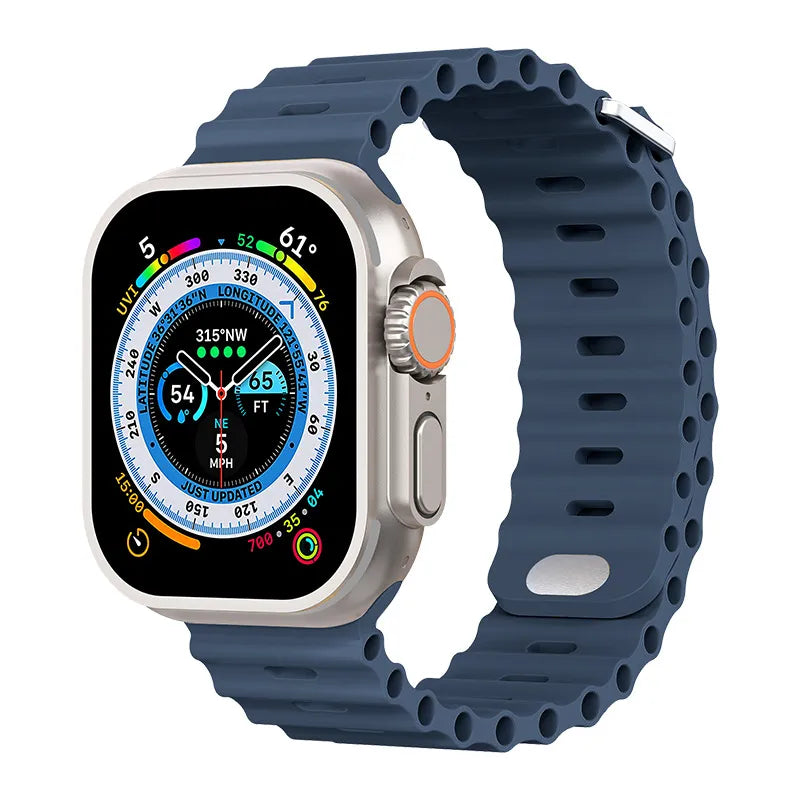 Premium Apple Watch Band Ocean Silicone Sport Strap Adjustable Soft Wristband Secure Fit Lightweight Durable Everyday Wear