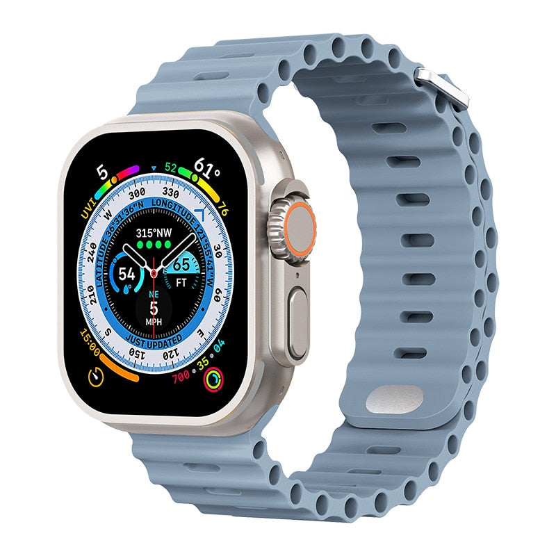 Premium Apple Watch Band Ocean Silicone Sport Strap Adjustable Soft Wristband Secure Fit Lightweight Durable Everyday Wear