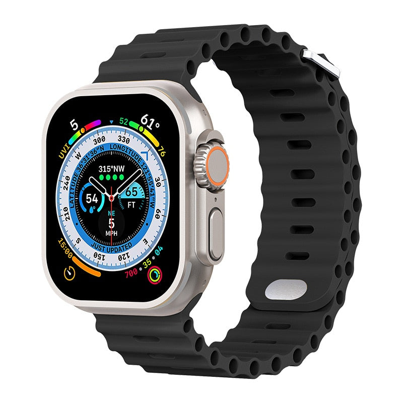 Premium Apple Watch Band Ocean Silicone Sport Strap Adjustable Soft Wristband Secure Fit Lightweight Durable Everyday Wear