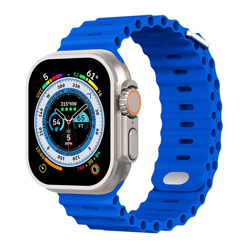Premium Apple Watch Band Ocean Silicone Sport Strap Adjustable Soft Wristband Secure Fit Lightweight Durable Everyday Wear